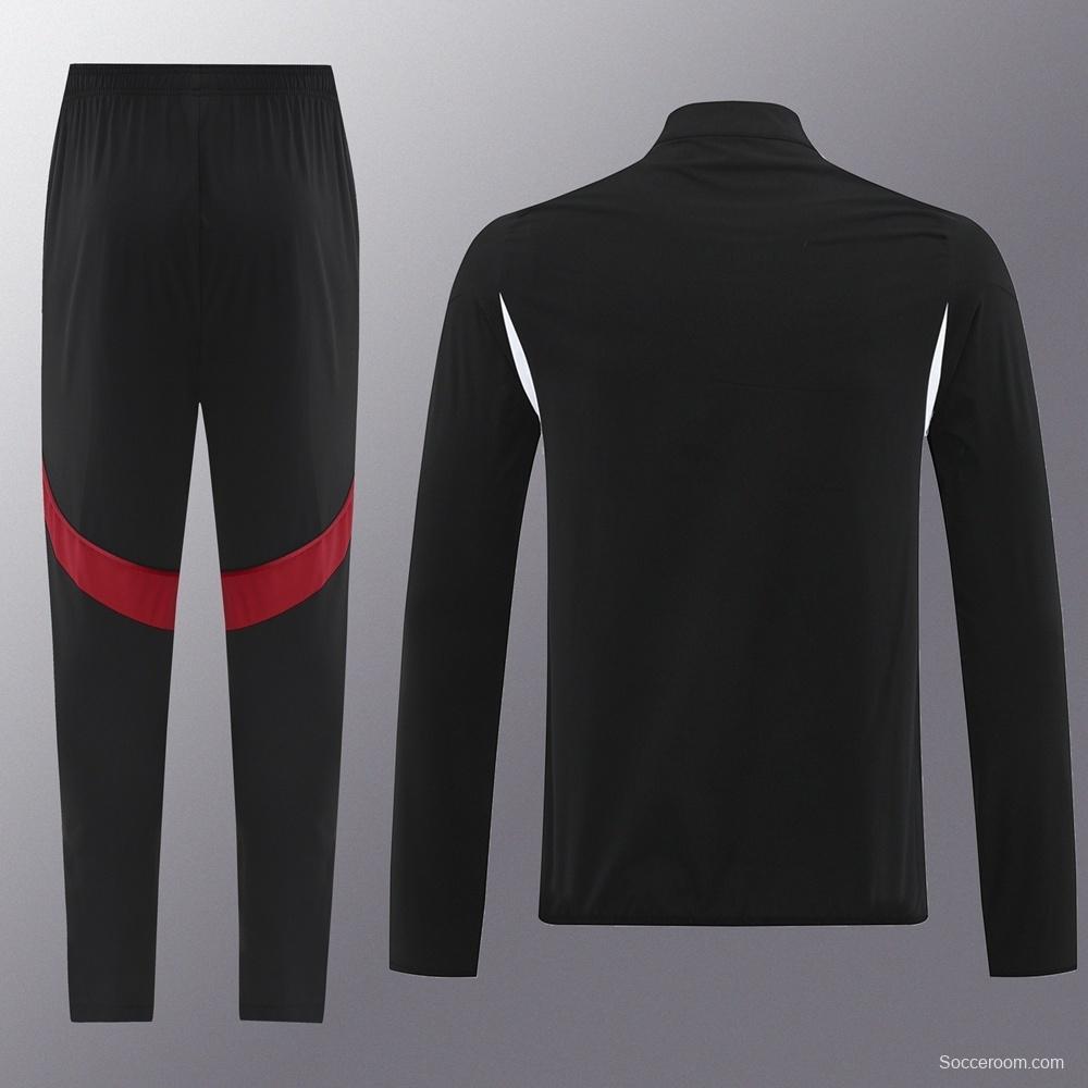 25/26 Liverpool Black S-2XL Half Zipper Jacket+Long Pants
