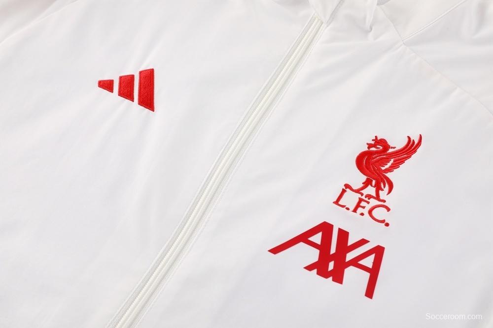 25/26 Liverpool White S-2XL Half Zipper Jacket+Long Pants