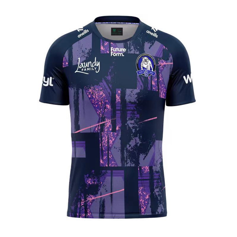 25/26 Canterbury-Bankstown Bulldogs Navy with Purple and Pink Abstract Art Pattern Jersey