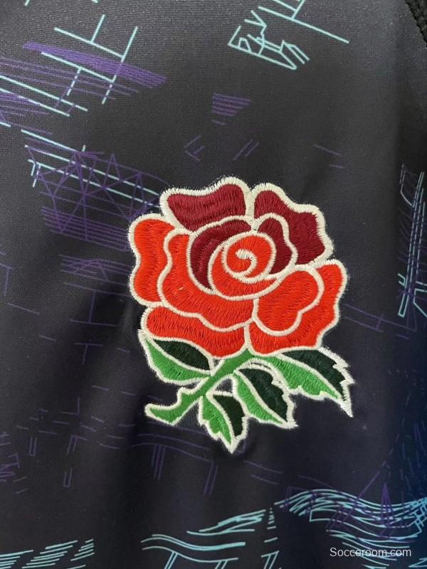 2026 England Rugby Navy with Blue Digital Cityscape Pattern Jersey