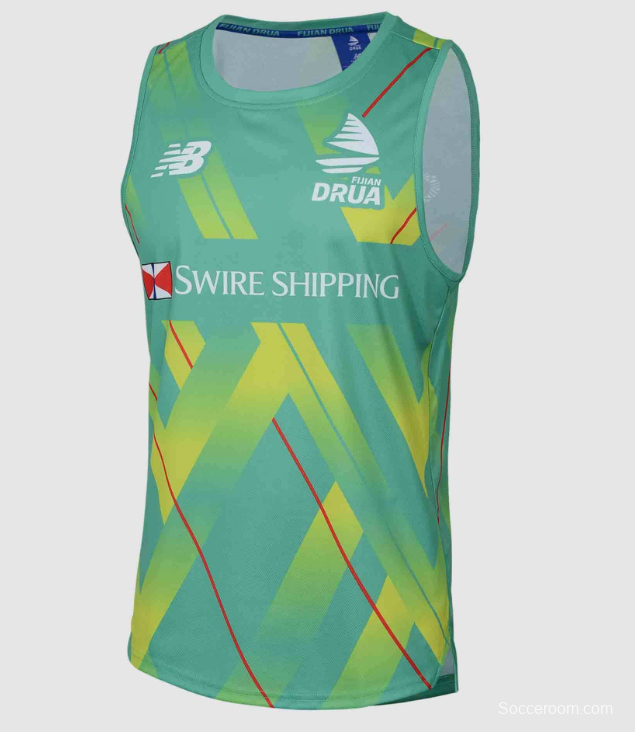 25/26 Fijian Drua Turquoise/Green with Yellow Geometric Pattern Training Vest