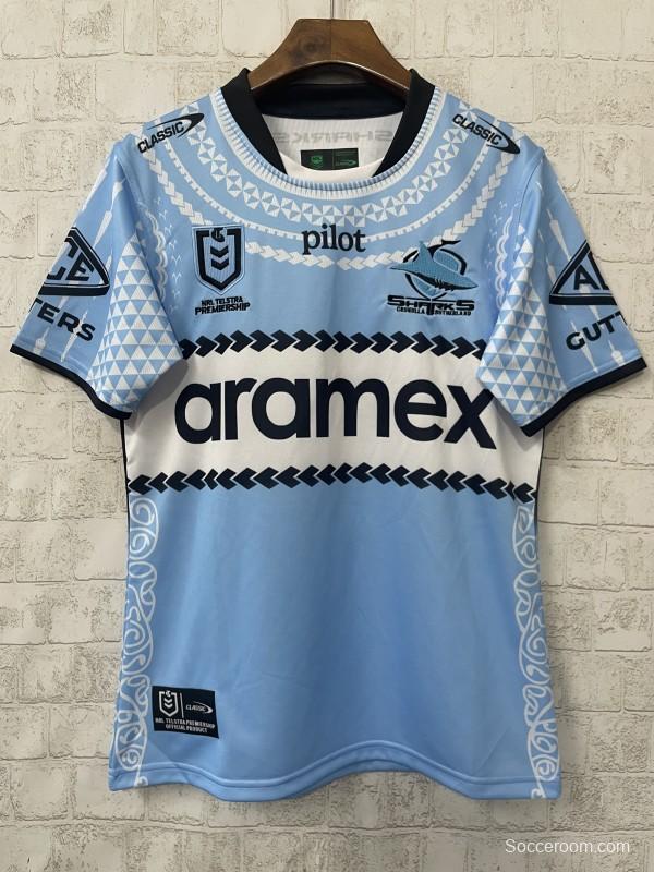 25/26 Cronulla-Sutherland Sharks Sky Blue with Indigenous Heritage Jersey