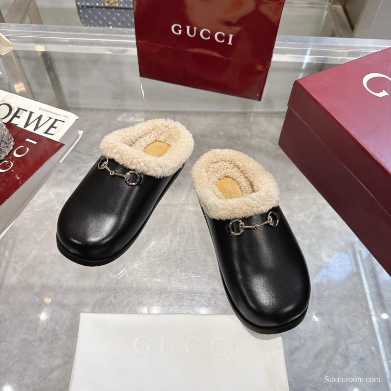 Gucci 2025 SS Autumn Winter New Suede Leather Horsebit Detail Women's Wool Loafers - LY00260
