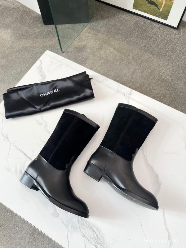 Adidas 2025 SS Suede Color-Block Slip-On Equestrian Boots Retro Western Cowboy Boots - LY00350