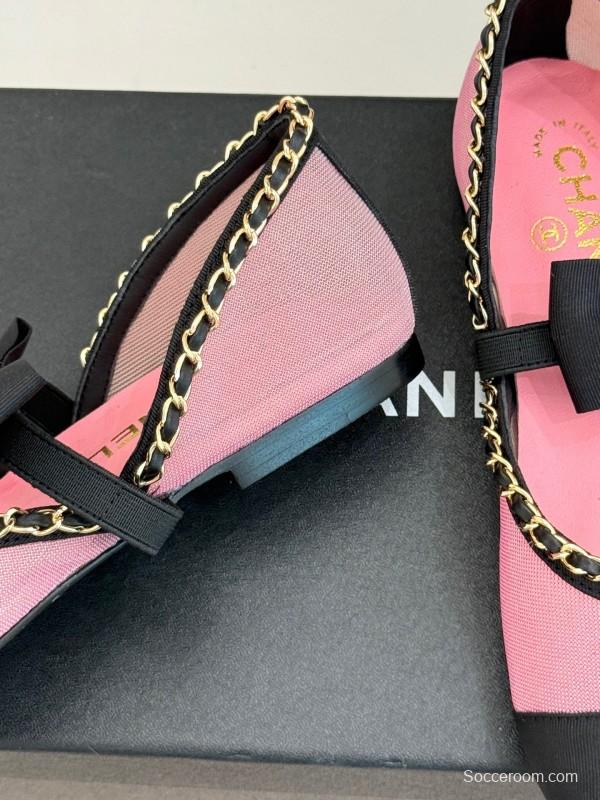 Chanel 2025 SS Hollow Chain Bow Mary Jane Shoes - KFY00290/KFY00300
