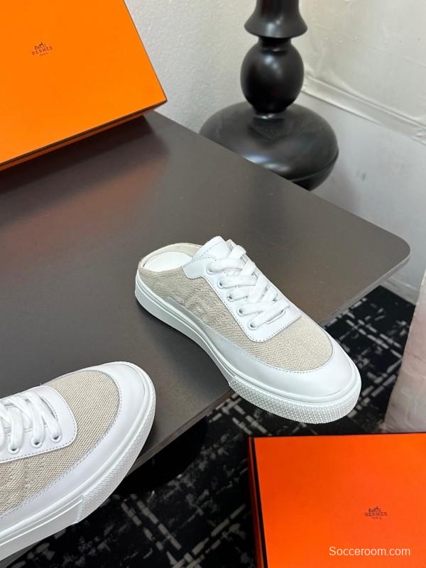 Hermès Deep Series Couple White Sneakers Casual Skate Shoes - AS00320