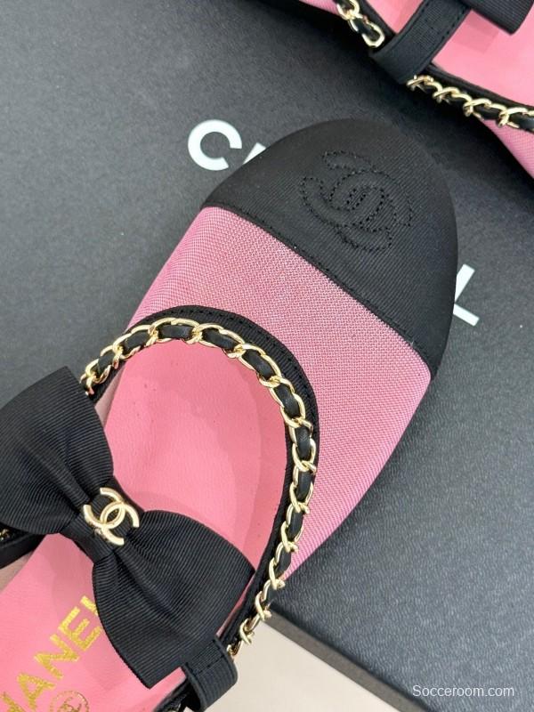 Chanel 2025 SS Hollow Chain Bow Mary Jane Shoes - KFY00290/KFY00300