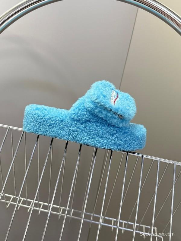 Balenciaga 2025 SS Couple Edition Coca-Cola Fur Slides - KFY00230