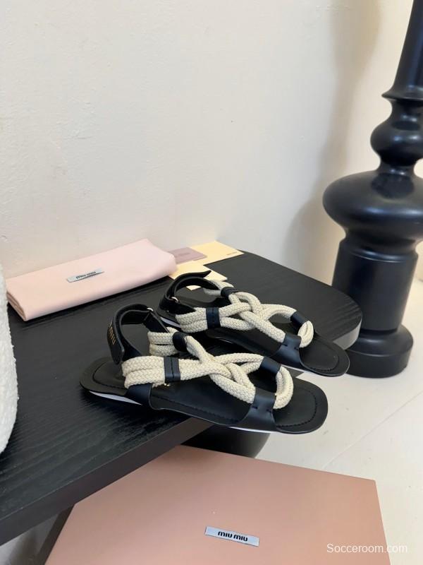 Miu 2025/SS Fashion Week Rope Woven Sandals - KFY00330