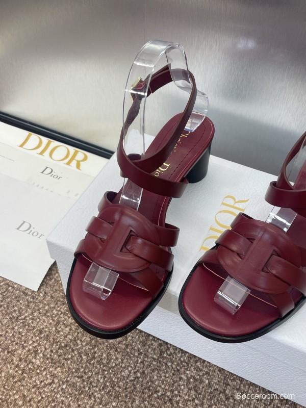 Dior D-Club Jelly Color Hollow Layered Cross Strap Mid Heel Women Shoes - KFY00290