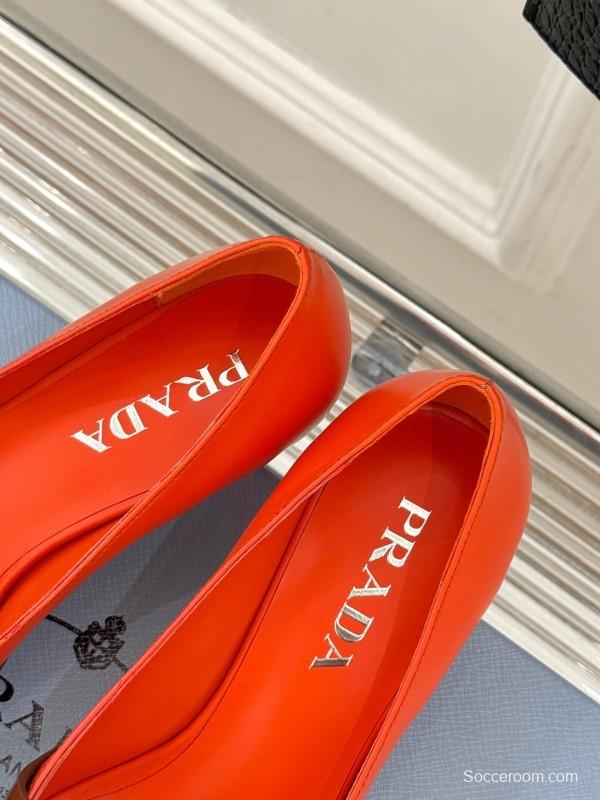 PRADA 2025/SS Catwalk Pointed Toe Kitten Heel Single Shoes - KFY00310