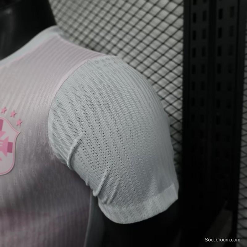 Player Version 2026 Brazil Special Edition White with Christ the Redeemer Pink Pattern Jersey