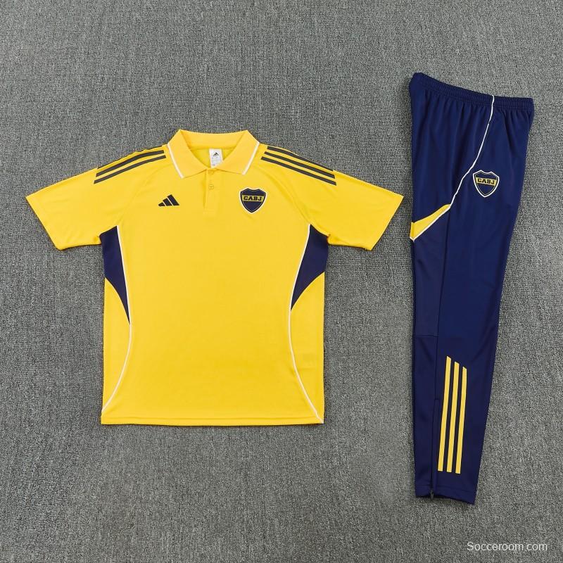 26/27 Boca Yellow Polo Training Shirt + Long Pants Tracksuit