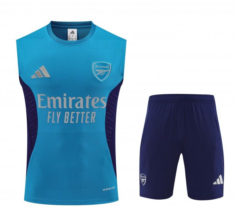 26/27 Arsenal Light Blue & Navy Blue Sleeveless Training Vest + Shorts
