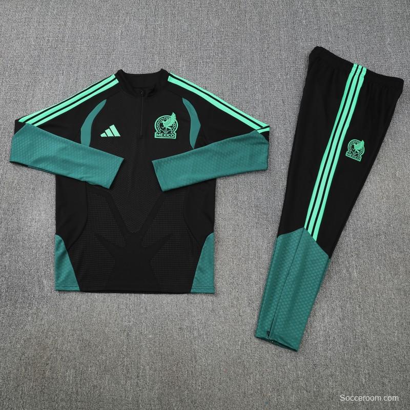 26/27  Mexico Black Half Zipper Jacket Tracksuit + Long Pants