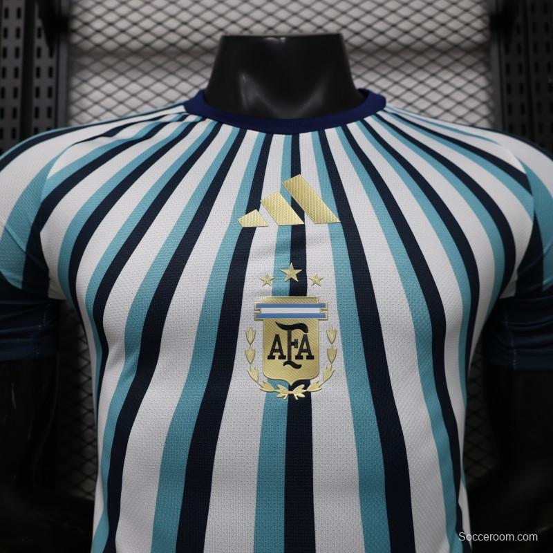 Player Version 2026 Argentina White Light Blue Dark Blue Radial Stripe Special Edition Jersey