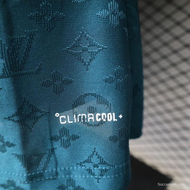 Player Version 2026 Real Madrid × Louis Vuitton Teal LV Monogram Adidas Collab Special Edition Jersey
