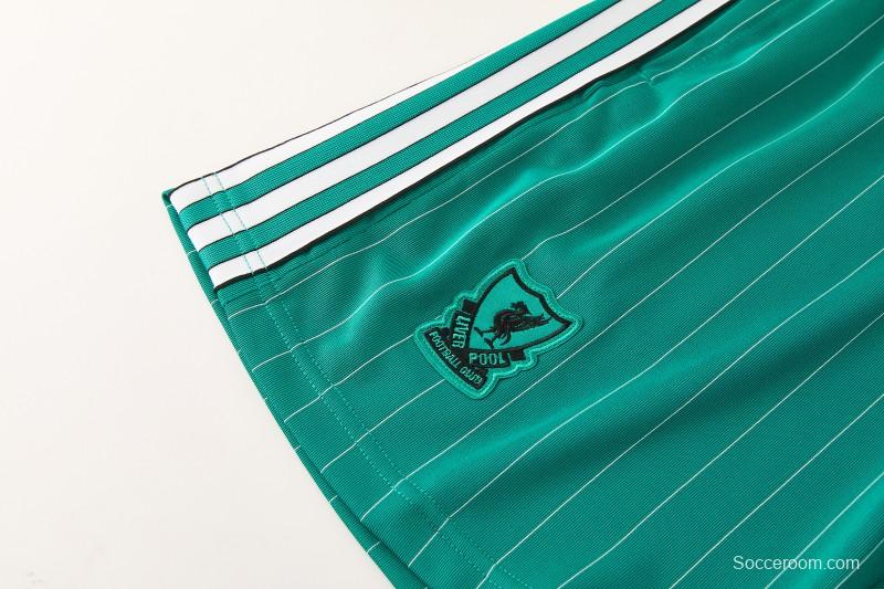26/27 Liverpool   Green Pinstripe  Short Sleeve+Soccer Shorts
