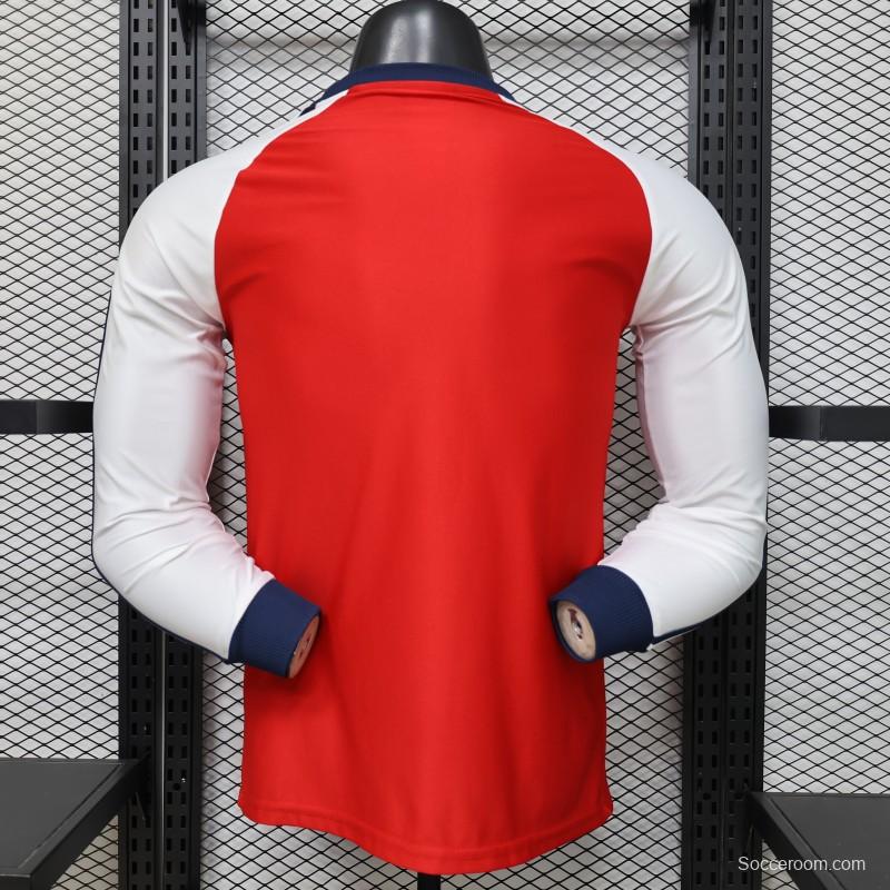Player Version 2026  Arsenal x Adidas Originals Retro Red with White Long Sleeve Raglan Home Jersey