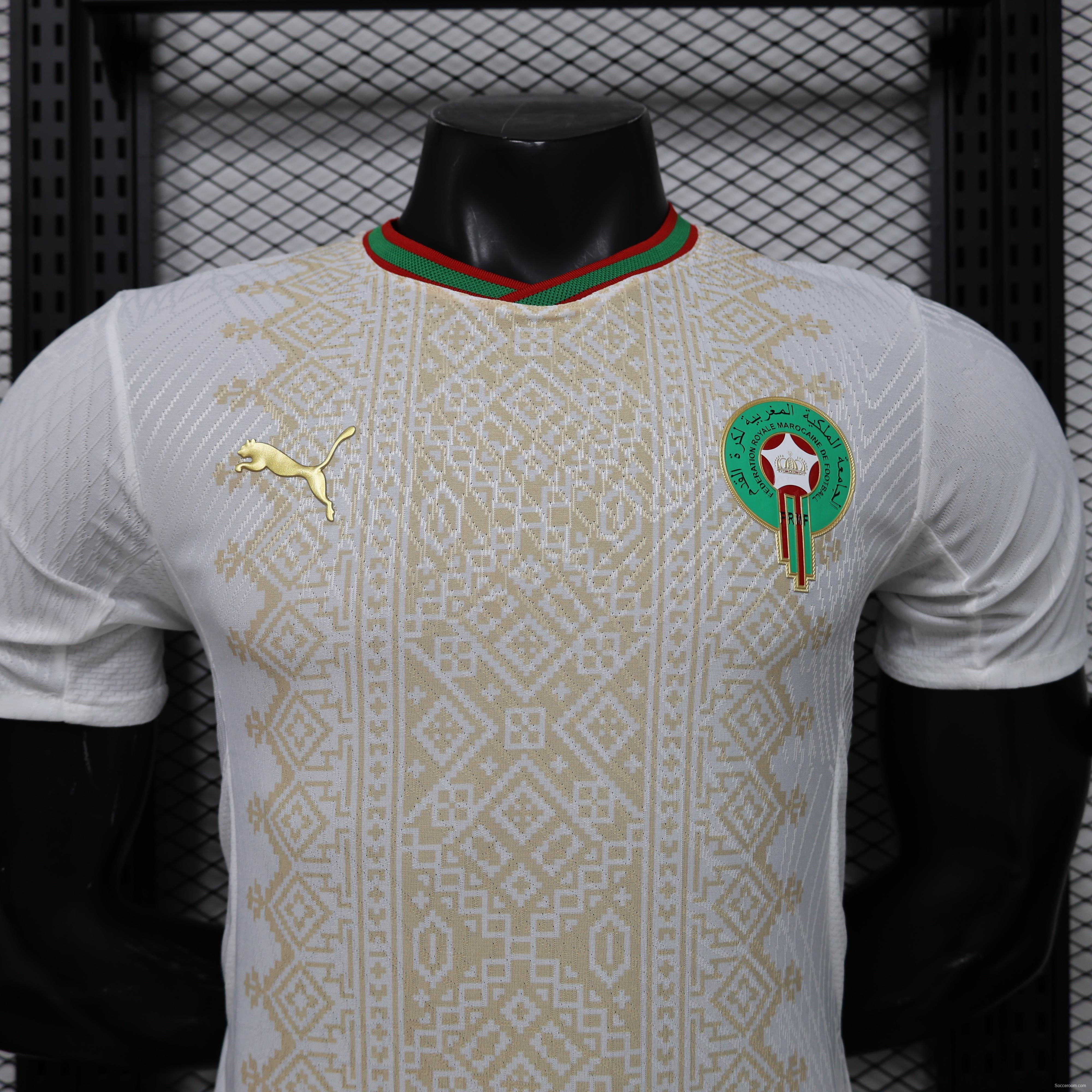 Player Version 26/27  Morocco  Away  White & Gold Amazigh Pattern Jersey