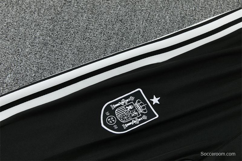 2026 Spain Black & White Half Zipper Jacket Tracksuit + Long Pants