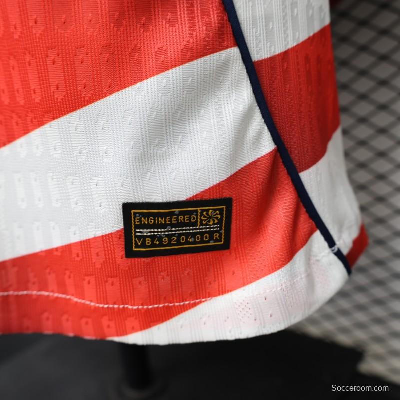 Player Version 2026 USA White & Red with Wave Stripe Long Sleeve Home Jersey