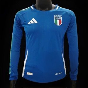 Player Version 2024 Italy Home Long Sleeve Jersey