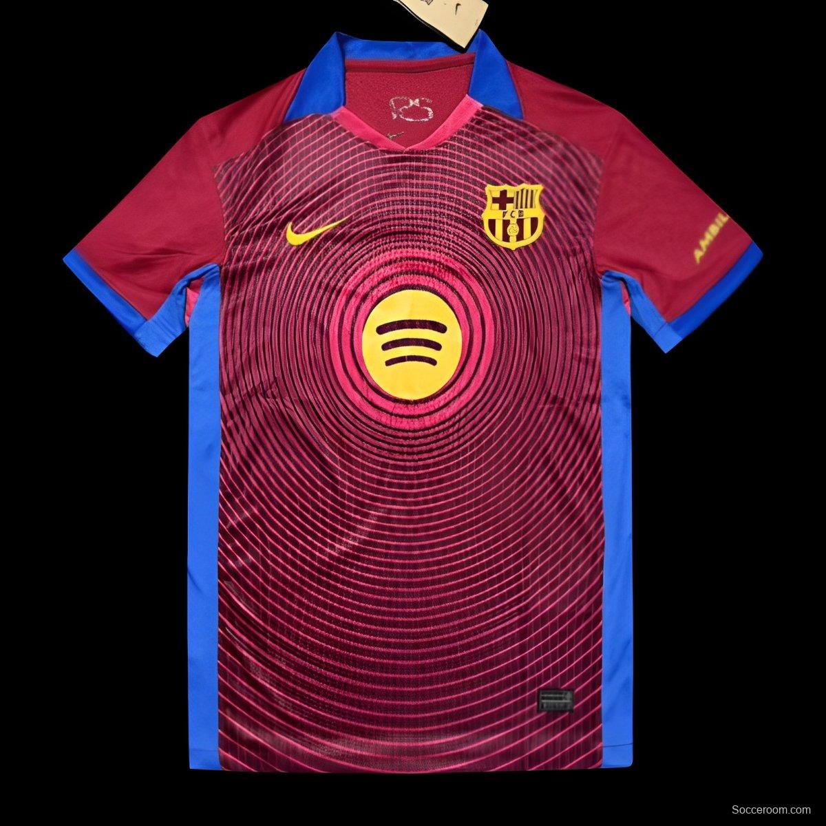 25/26 FC Barcelona Burgundy with Circular Sound Wave Pattern Jersey