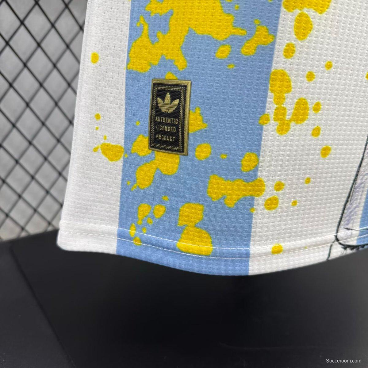 Player Version 2025 Argentina Home Sky Blue with Messi Celebration Print Jersey