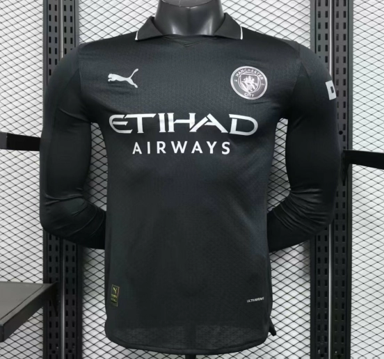 Player Version 25/26 Manchester City Away Long Sleeve Black Jersey