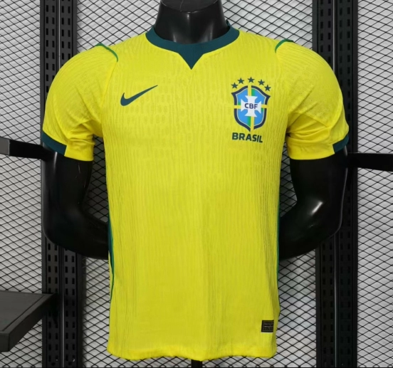 Player Version 2026 Brazil Home Yellow with Vertical Stripe Pattern Jersey
