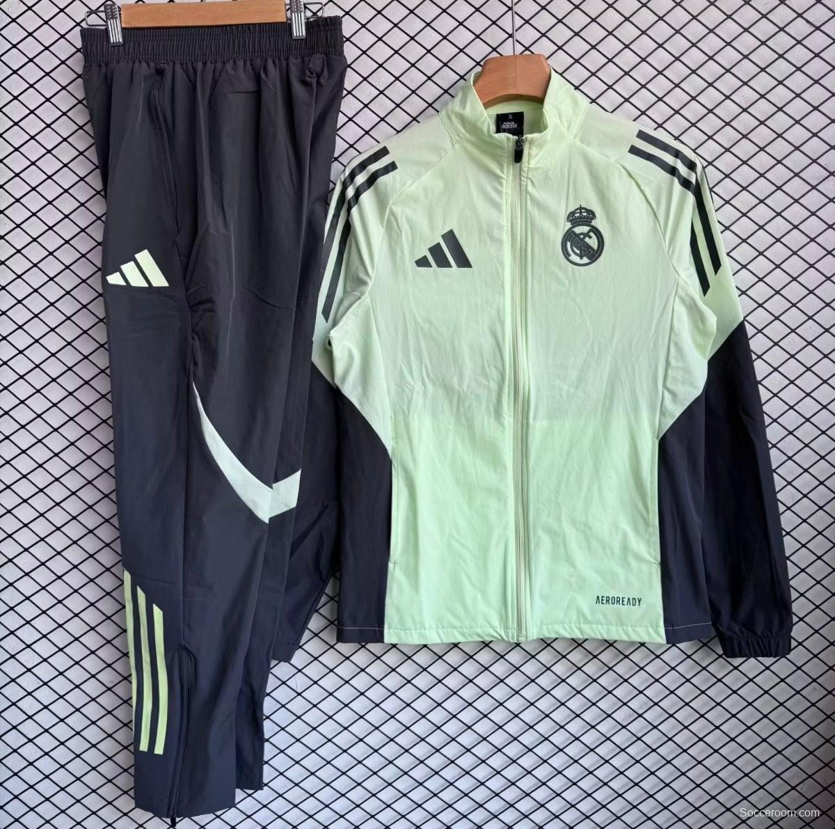 25/26 Real Madrid Green with Grey Full zipper Jacket Tracksuit+ long pants