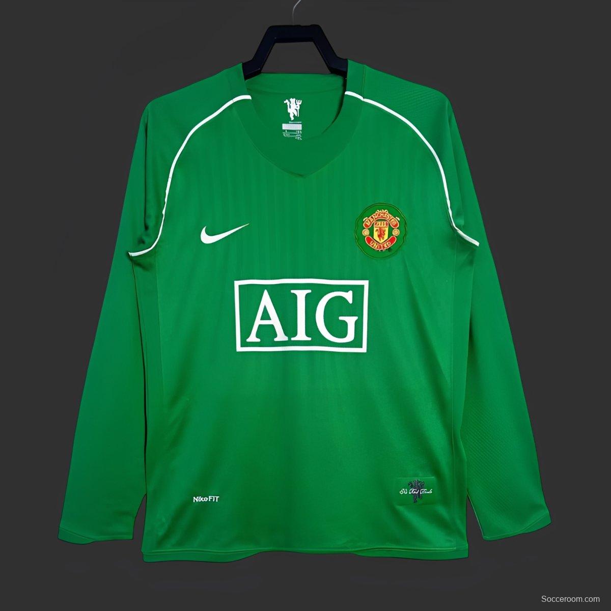 Retro 07/08 Manchester United Green Goalkeeper Long Sleeve Jersey