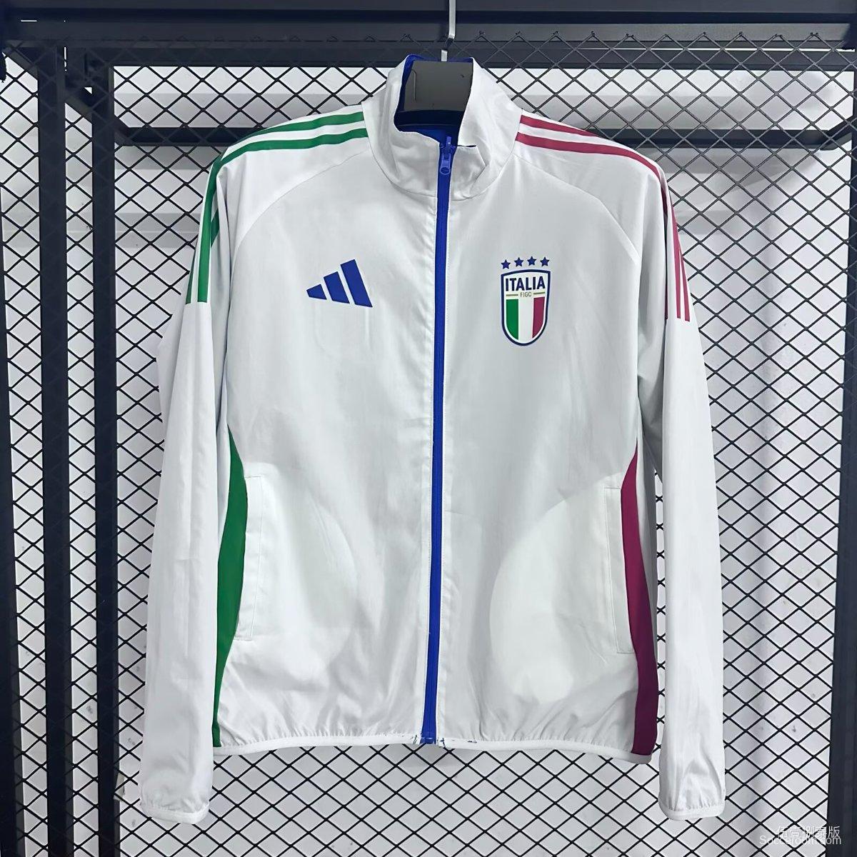 2026 Italy White Full Zipper Windbreaker