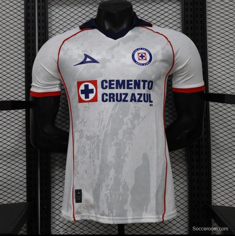 25/26 Player Version Cruz Azul White with Faint Grey Pattern Jersey