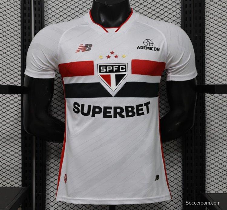 Player Version 26/27  São Paulo FC White with Red and Black Horizontal Stripes Jersey