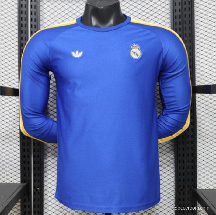 Player Version 2026 Real Madrid Blue Long Sleeve  Adidas Originals Retro Special Edition Jersey