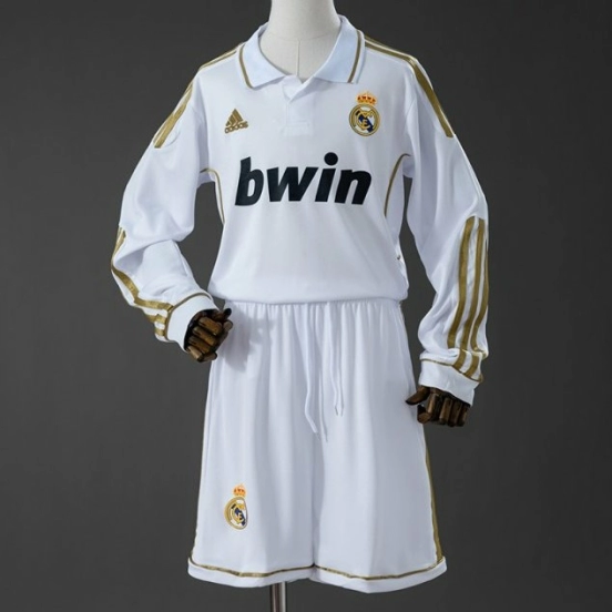 11/12 Kids Real Madrid Home Retro Long-Sleeve Kit Jersey Size 16-28