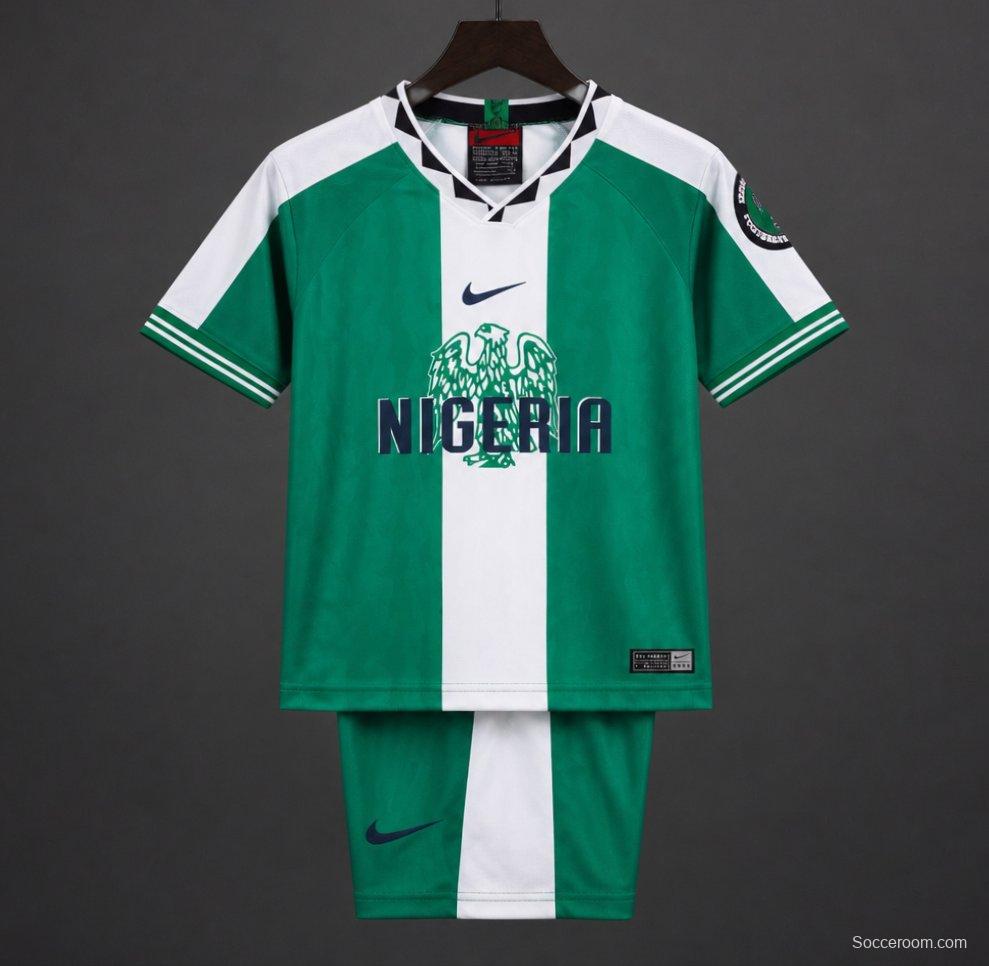 Retro 1996 Kids Nigeria Green Home Jersey